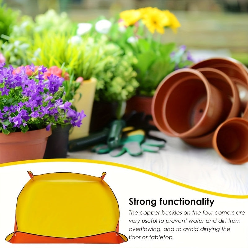 Waterproof Gardening Soil Changing Mat Red Yellow Plastic Easy to Clean for Indoor Outdoor Plant Digging Repotting