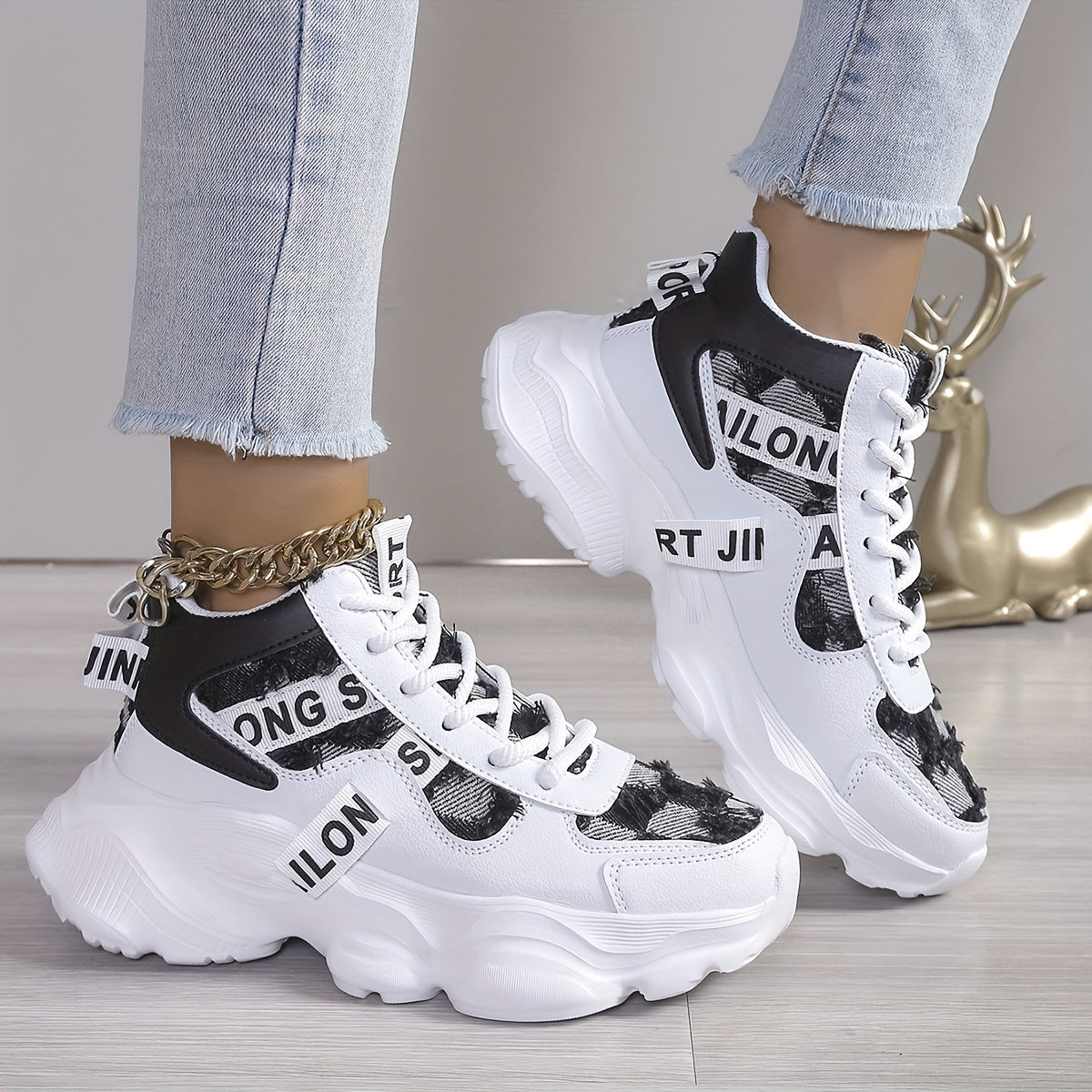 Women's High-Top Sneakers Breathable Fabric EVA Sole All-Season Lightweight