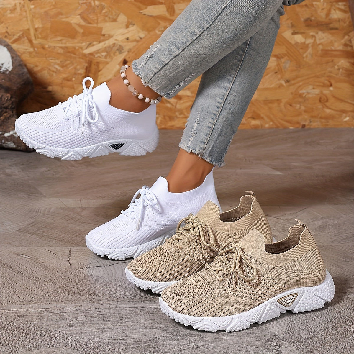 Women's Mesh Lace-Up Casual Sneakers Breathable Lightweight Running Shoes
