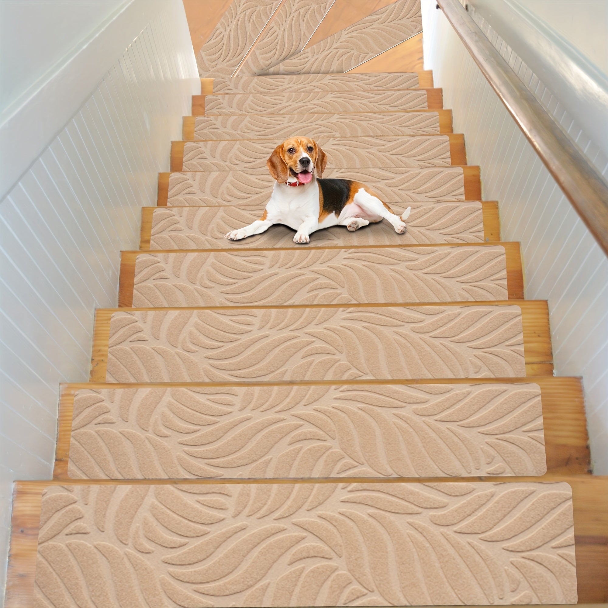 15 Pack Non-Slip Carpet Stair Treads for Wood Steps Indoor Washable Reusable