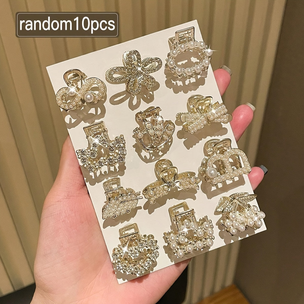 Women's Hair Clips 6/7/10-Pack Imitation Pearl Rhinestone Elegant Claws