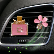 Ayollar uchun bezakli gul shaklidagi avtomobil hidi uchun shisha 2 dona rhinestone havo tozalovchi