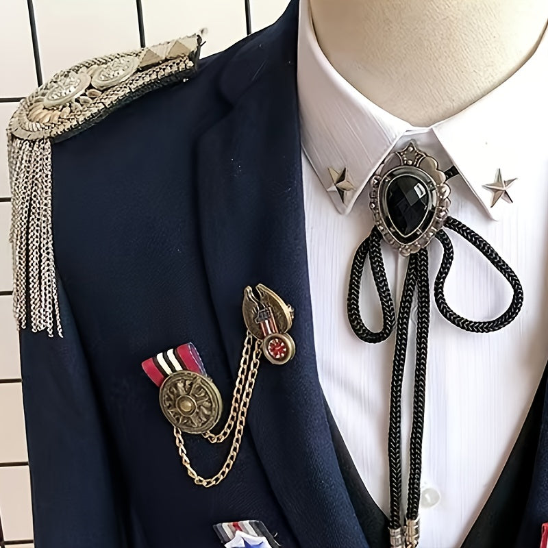 Unisex European and American Suit Brooches with Rivets Tassels and Epaulettes