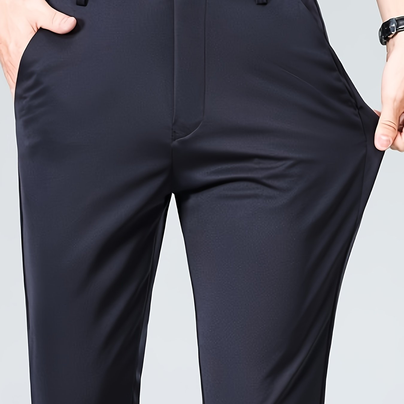 Pantalones rectos de poliéster y spandex para hombres para uso profesional y casual