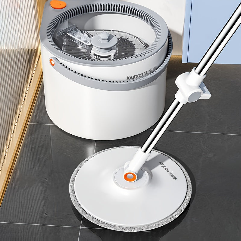 Spin Mop and Bucket Set with 2 Microfiber Pads for Wet and Dry Floor Cleaning