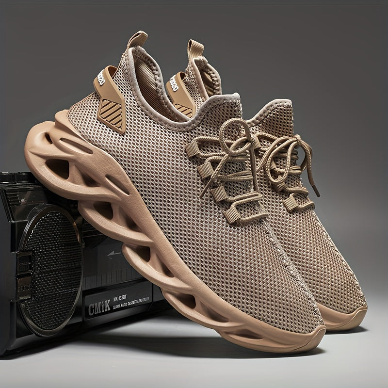 Men's Slip-On Breathable Odor-Resistant Sneakers with Laces for Casual and Sports