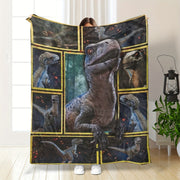 Plush Throw Blanket Geometric Dinosaur Pattern Polyester All-Season