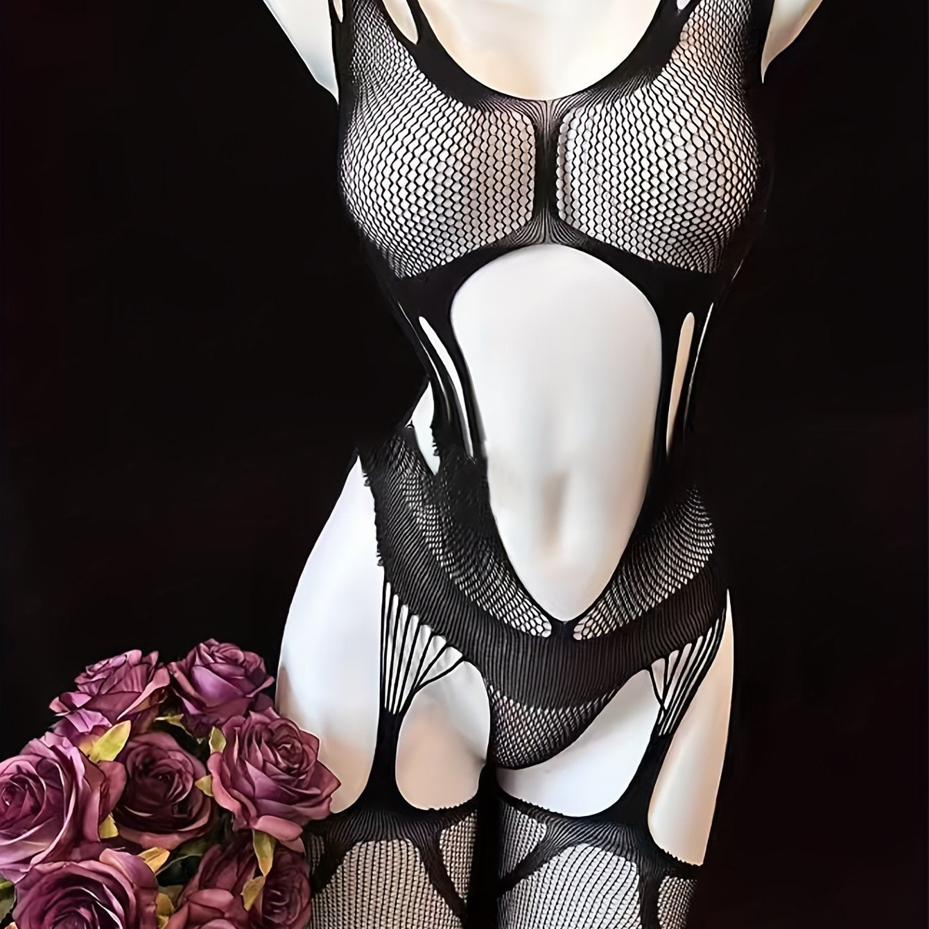 Women Sexy Body Stocking See Through Hollow Out Lingerie Plus Size