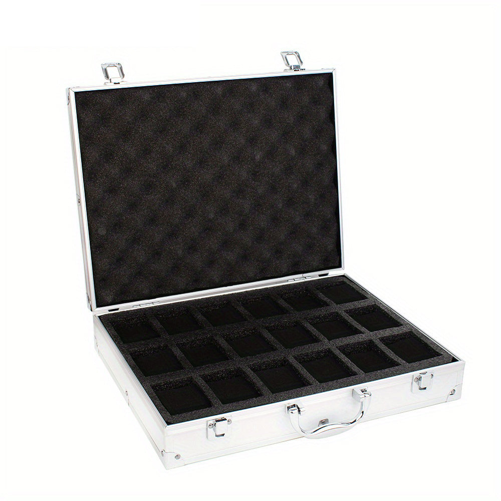 Men's Aluminum Alloy Watch Storage Box with 18 Slots Portable Display Case Gift Box