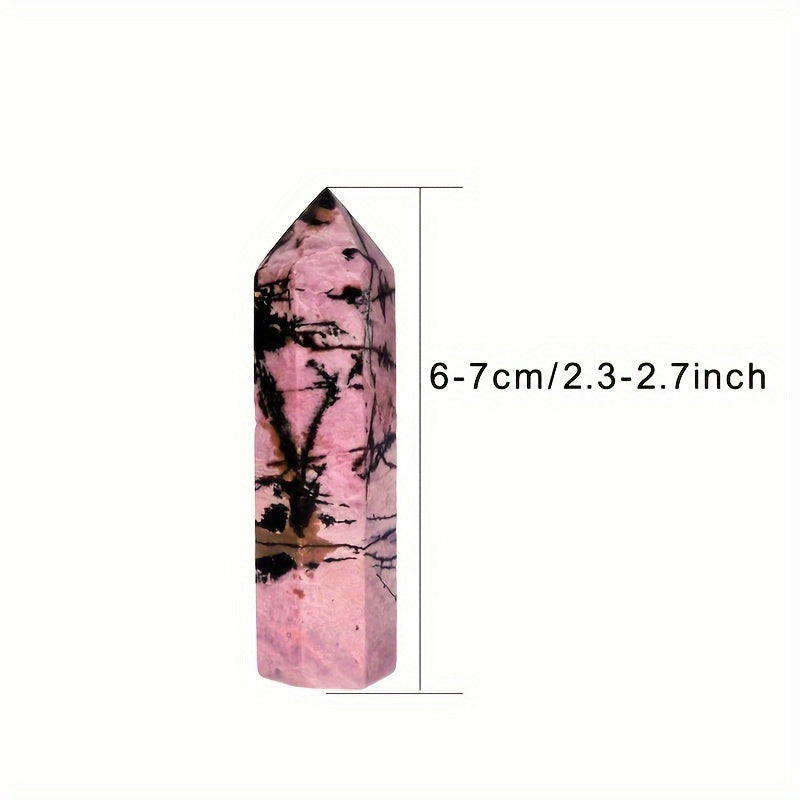 Varita de cristal de rodonita natural con punta de cuarzo facetado para sanación y meditación
