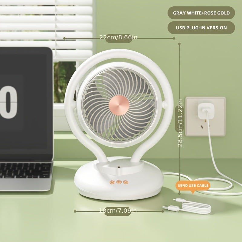 Portable Fan with Oxygen Ion Air Purification, Adjustable Speeds, Timer, Rechargeable Battery