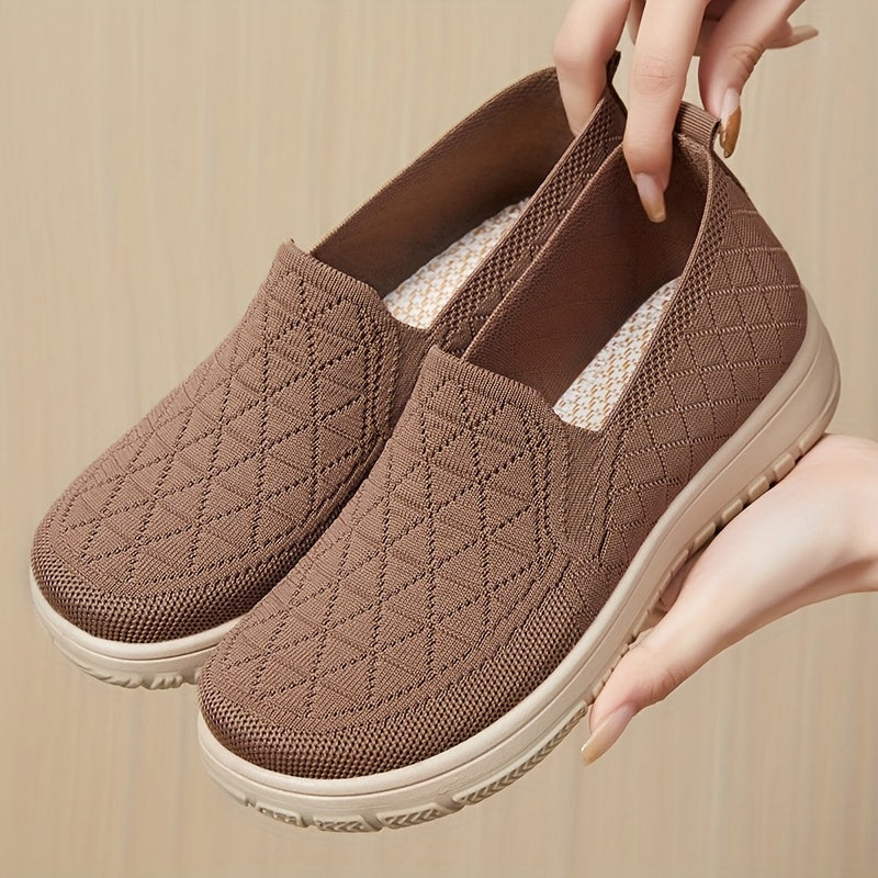 Women's Knit Slip-On Sneakers Breathable Casual Flats for Walking