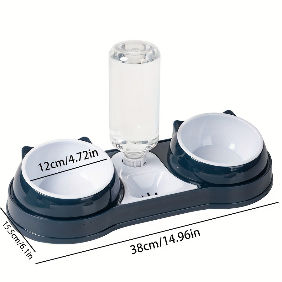 Поднятая кормушка для кошек с автоматическим поилкой и наклонным дизайном для комфорта шеи