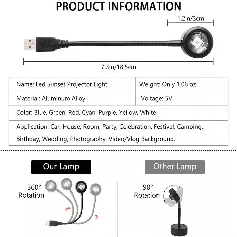 Uyingizni sehrli USB LED kamalak neon tun chiroq proyektori bilan yoritib oling!