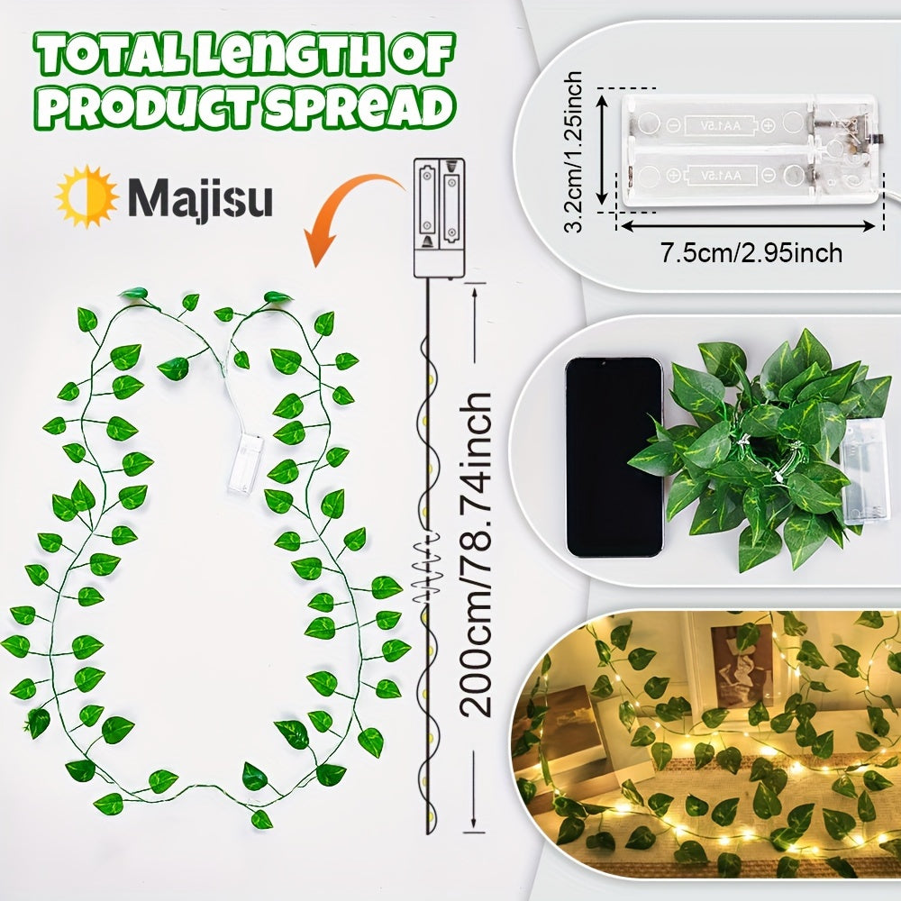 LED Green Leaf Plant Lights 2m 20 LEDs Battery-Operated for Decor and Gifts