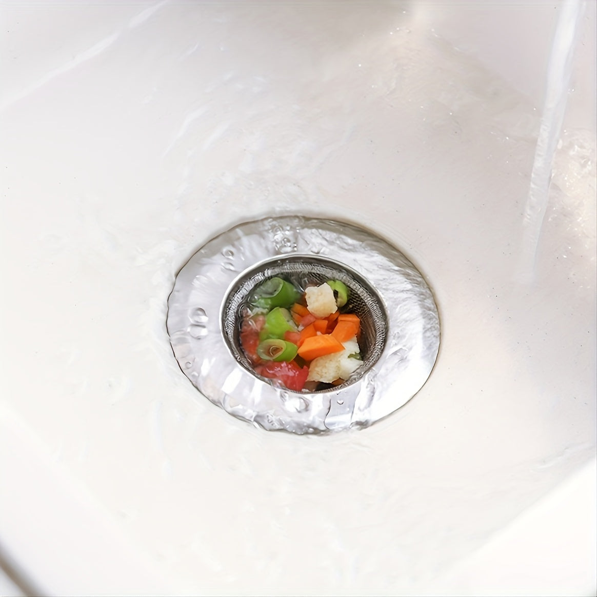 Stainless Steel Kitchen Sink Strainer Large Capacity Wide Rim Food Catcher Basket