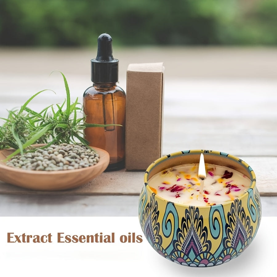 4-Piece Scented Candle Set with Jasmine, Sandalwood, Rose, Canglan Fragrances for Relaxation and Gifts