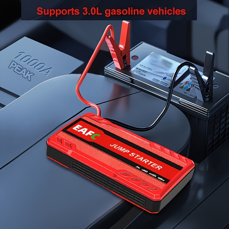 Portable Car Jump Starter with LED Light Supports Gasoline Cars Up to 3.0L