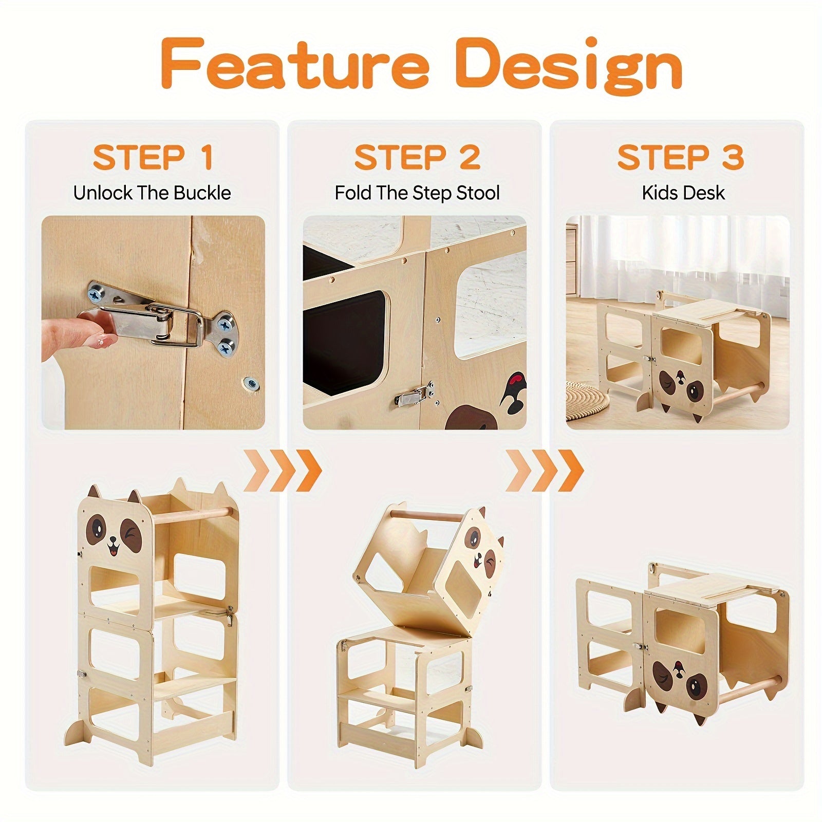 Wooden Step Stool for Kids and Adults Hardwood Bathroom and Home Use
