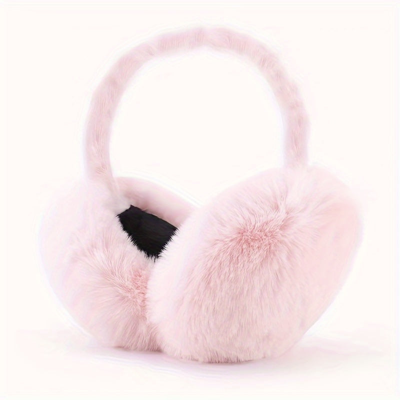 Winter Warm Plush Earmuffs for Women Windproof Foldable Ear Warmer Cozy Polyester