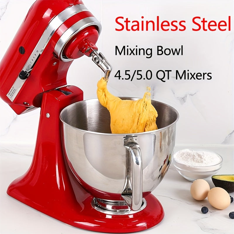 Stainless Steel Mixer Bowl 4.5 Qt Food Grade Replacement with Handle
