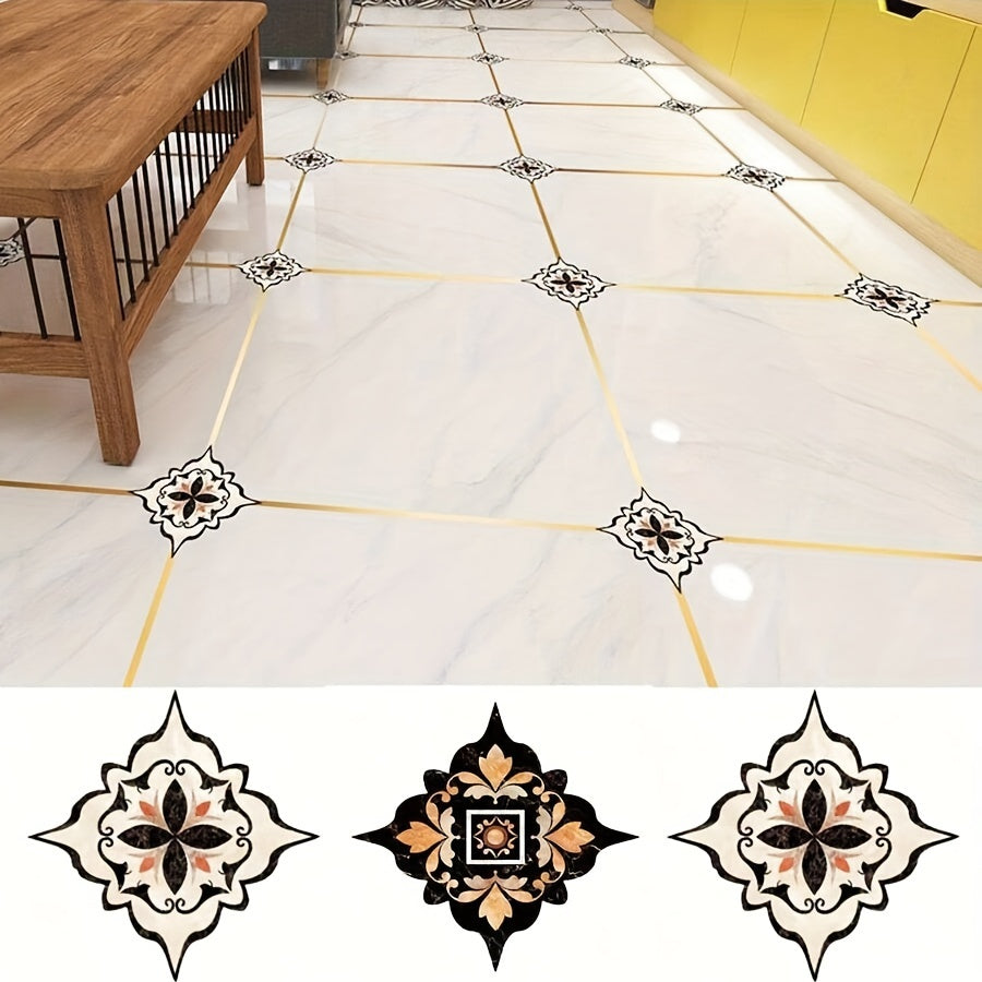 Ceramic Tile Stickers Set of 36 Floor PVC Tiles Wear-Resistant Durable