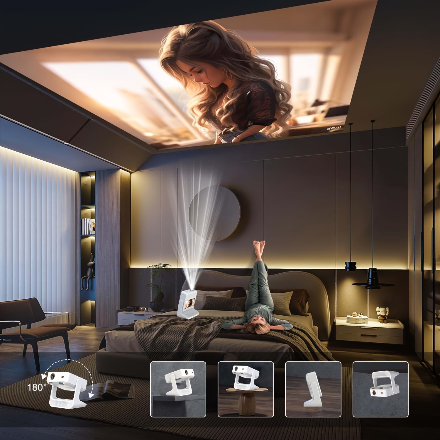 Домашний смарт-проектор с поддержкой 4K и 8-дюймовым сенсорным экраном