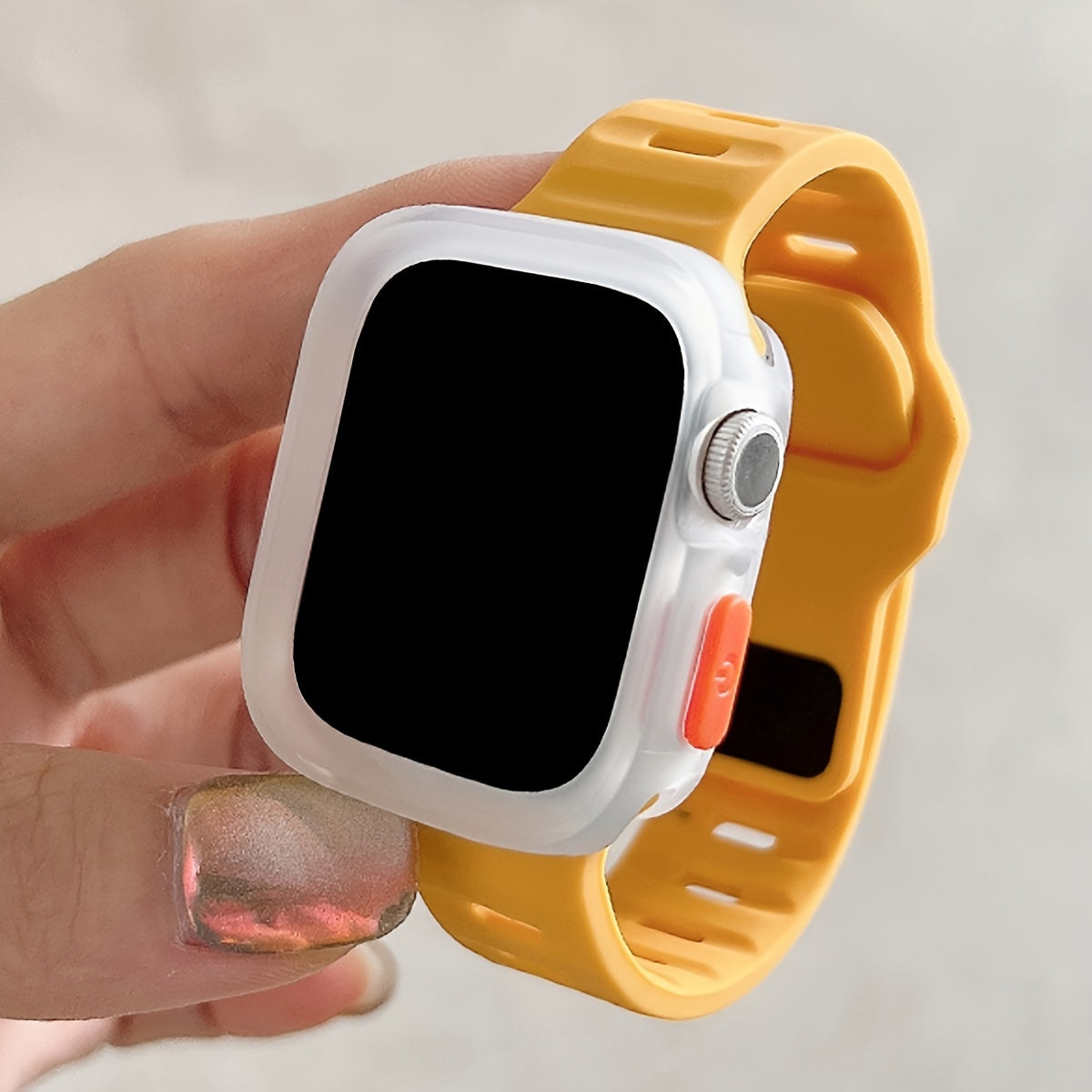 Two-Pack Silicone Smartwatch Case with Adjustable Anti-Fall Wrist Strap Compatible with Apple Watch Series 1-9 SE Ultra