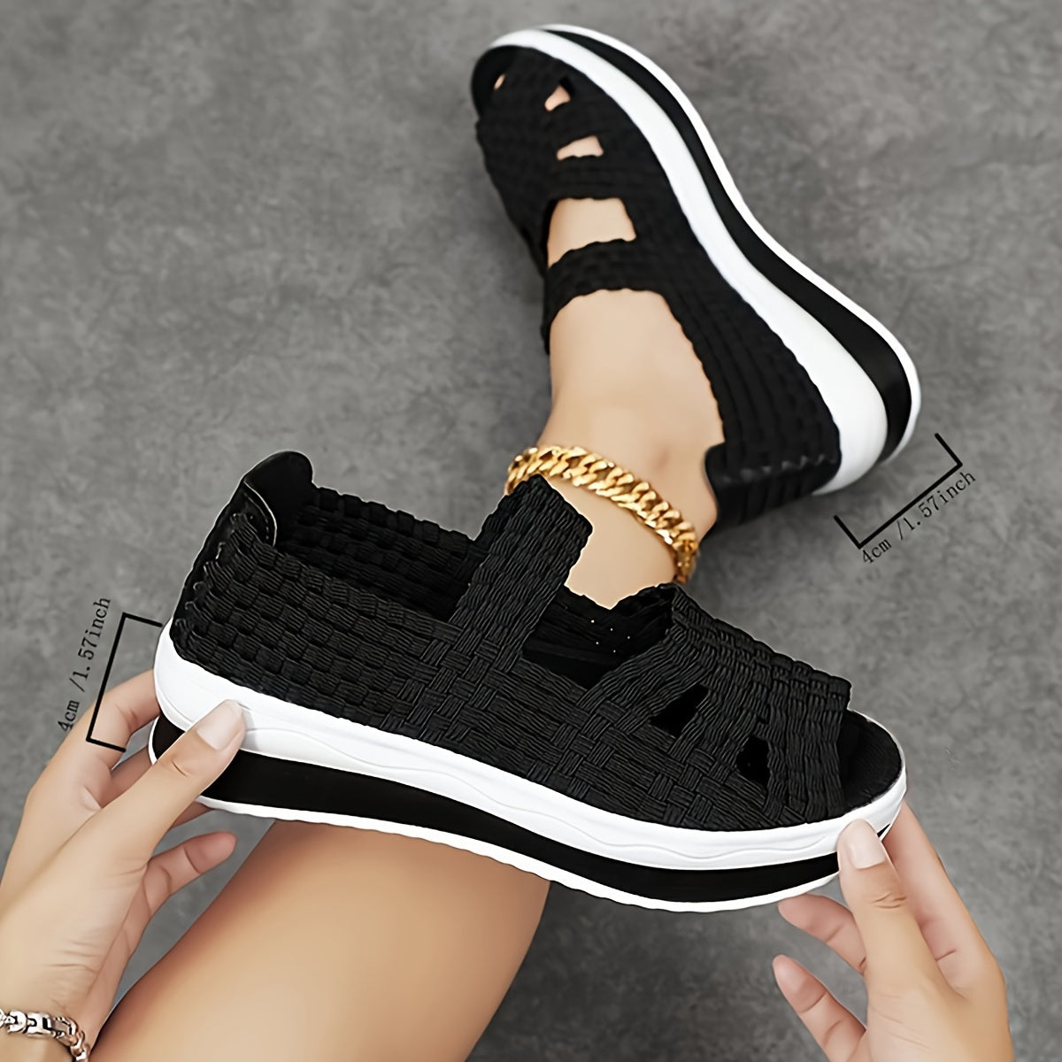 Women Handmade Woven Casual Sports Shoes Breathable Color Matching