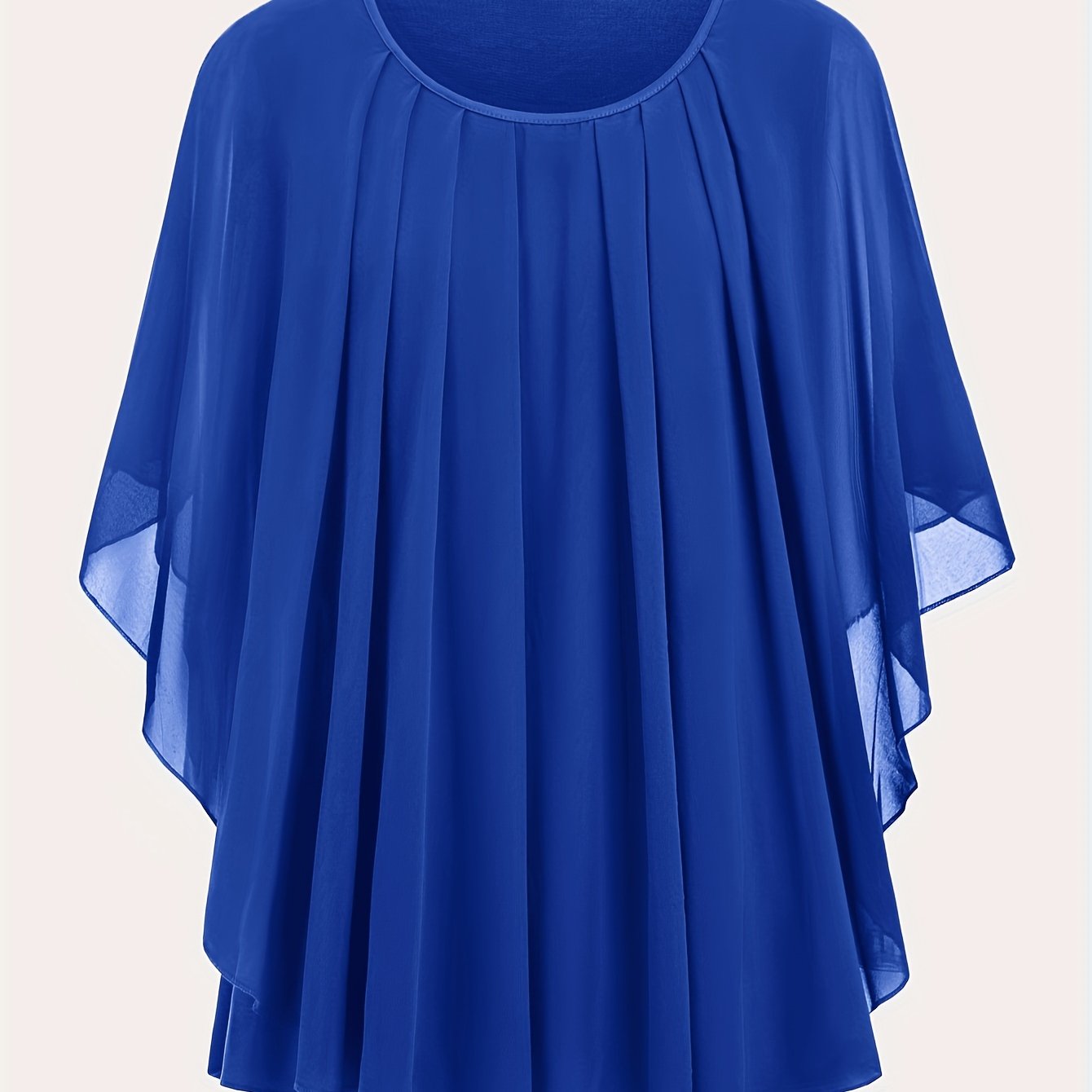 Блузка с рукавами-кимоно и сборками большого размера с круглым вырезом для весны