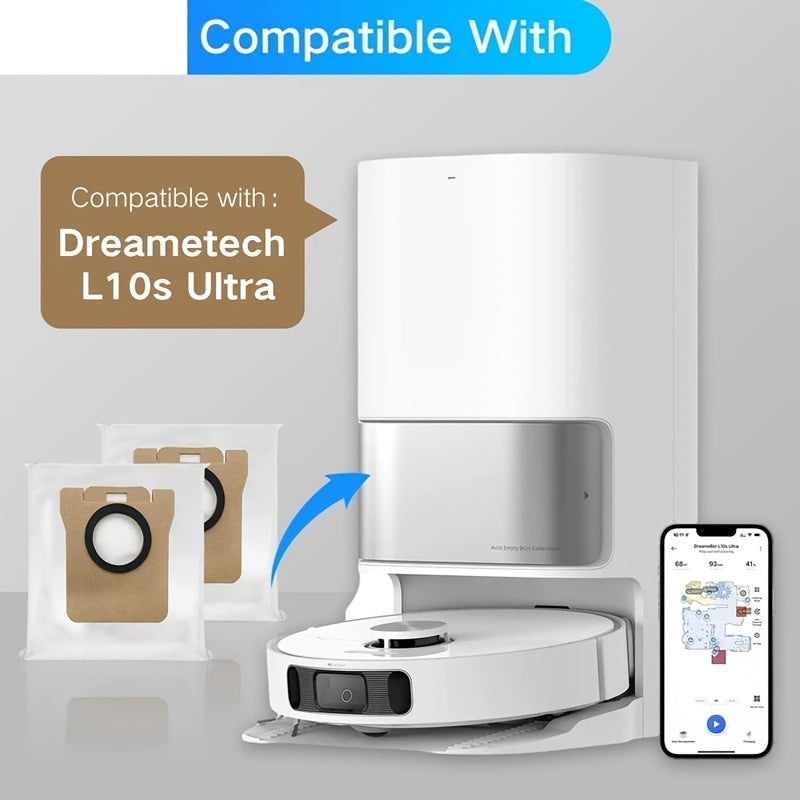 Set of 10 Dust Bags for Robot Vacuum Self-Emptying Base 3L Capacity Replacement Accessories