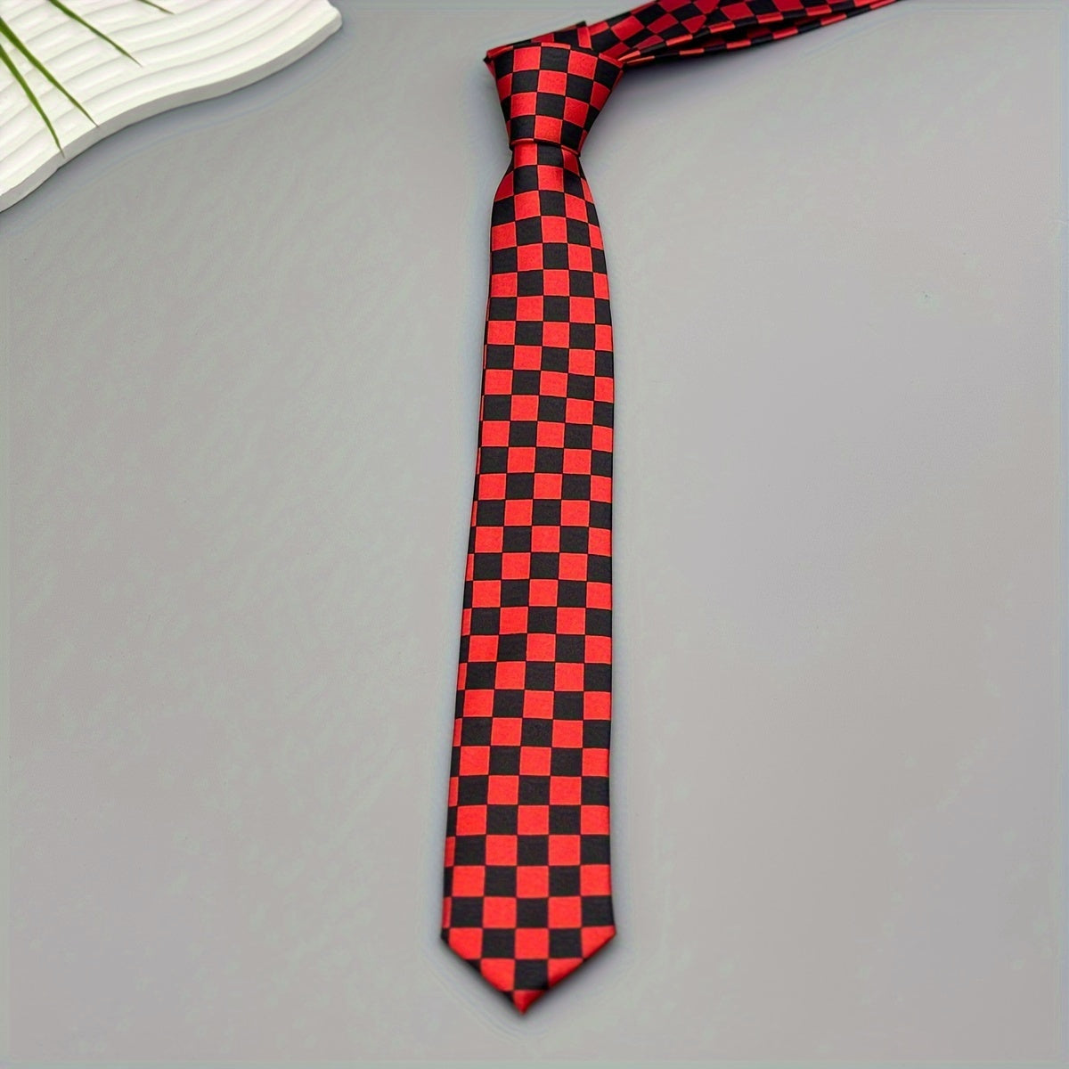 Men's Checkered Polyester Necktie Woven Style for Parties and Festivals 1 Piece