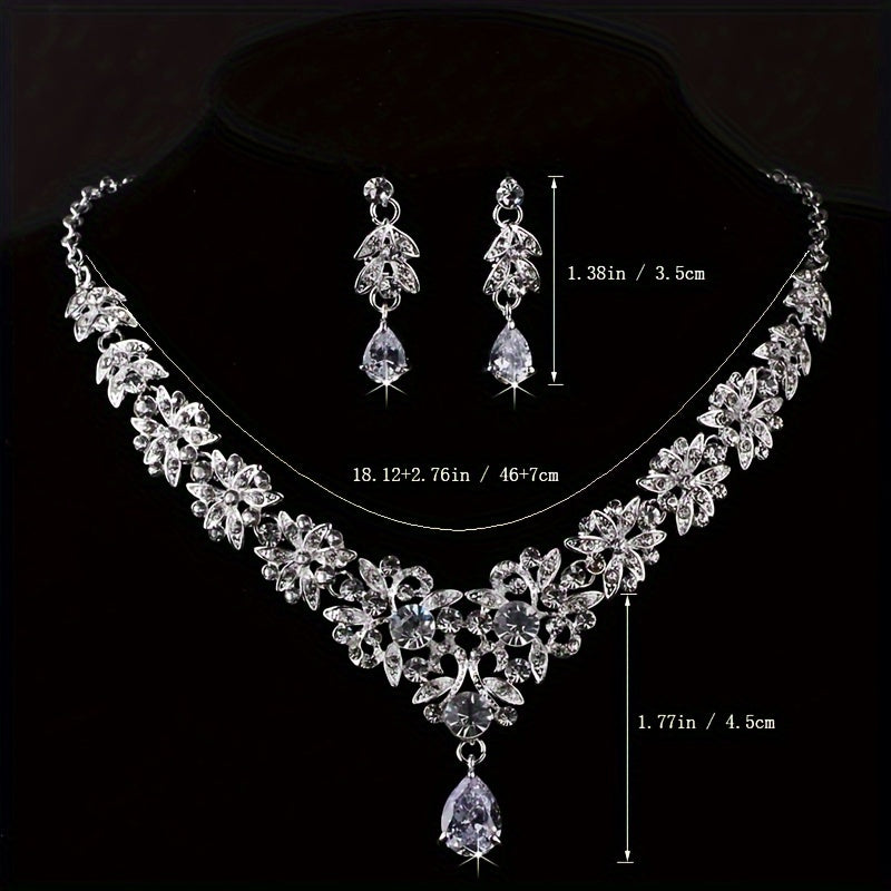 Bridal Rhinestone Jewelry Set Crown Headband Necklace Earrings Wedding Accessory