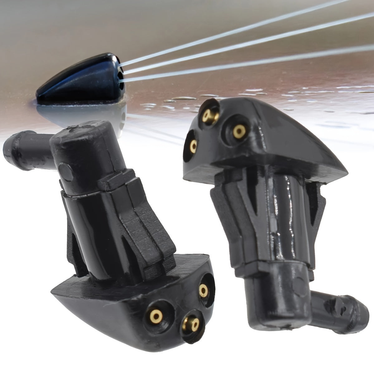 Black Dual Windshield Wiper Spray Nozzle for Cars Durable ABS Plastic