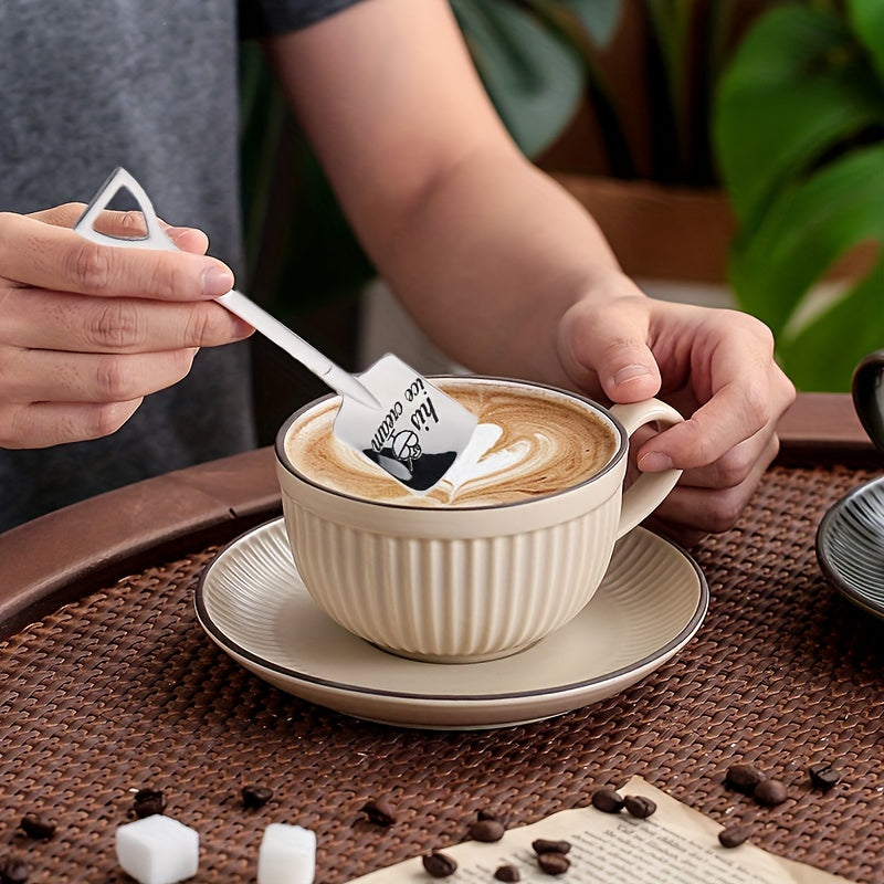 2 ta juft qahva qoshiq to'plami - UNING va UNING muzqaymoq qahva qoshiqchalari shaxsiylashtirilgan yozuv bilan - zanglamas po'latdan