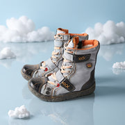 Women's Retro Leather Short Boots with Zipper and Lace Up Design