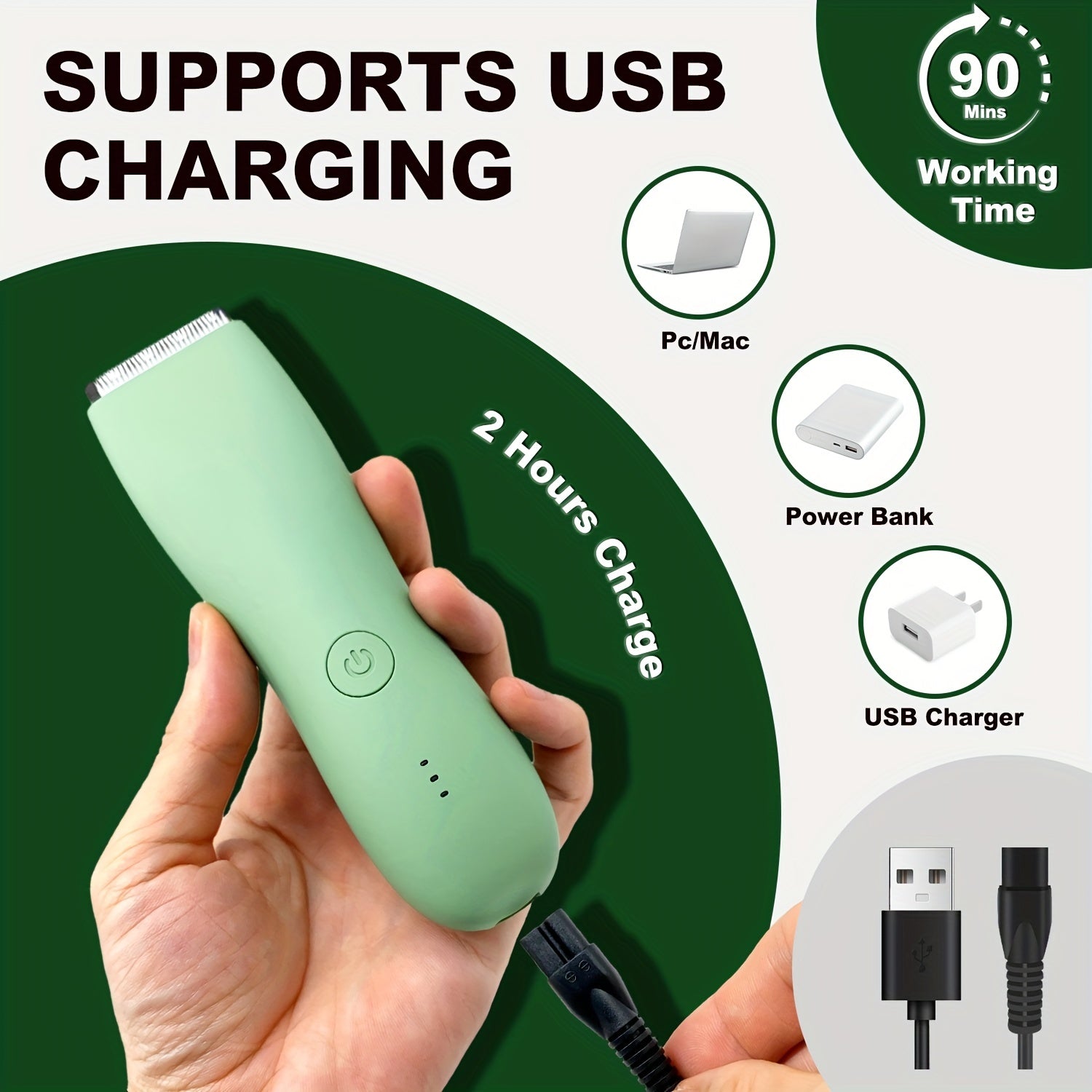 Men's Body Hair Trimmer with Ceramic Blade Rechargeable Electric Grooming Tool for Men and Women