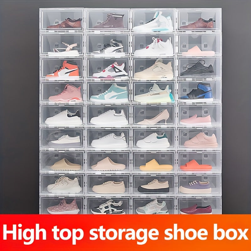 Clear Plastic Shoe Storage Boxes 6-Pack with Flip Top Closure for Sneakers and Athletic Shoes