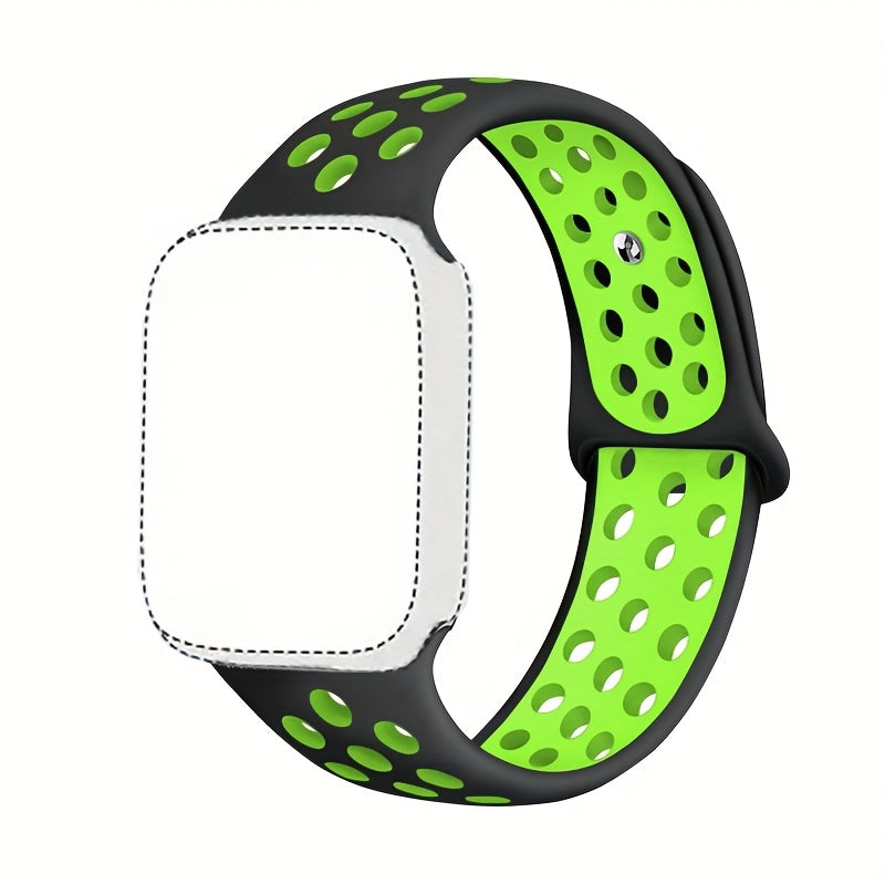 Silicone Watch Band for Apple Watch Ultra SE Series 1-10 Breathable Sport Strap with Deployant Clasp