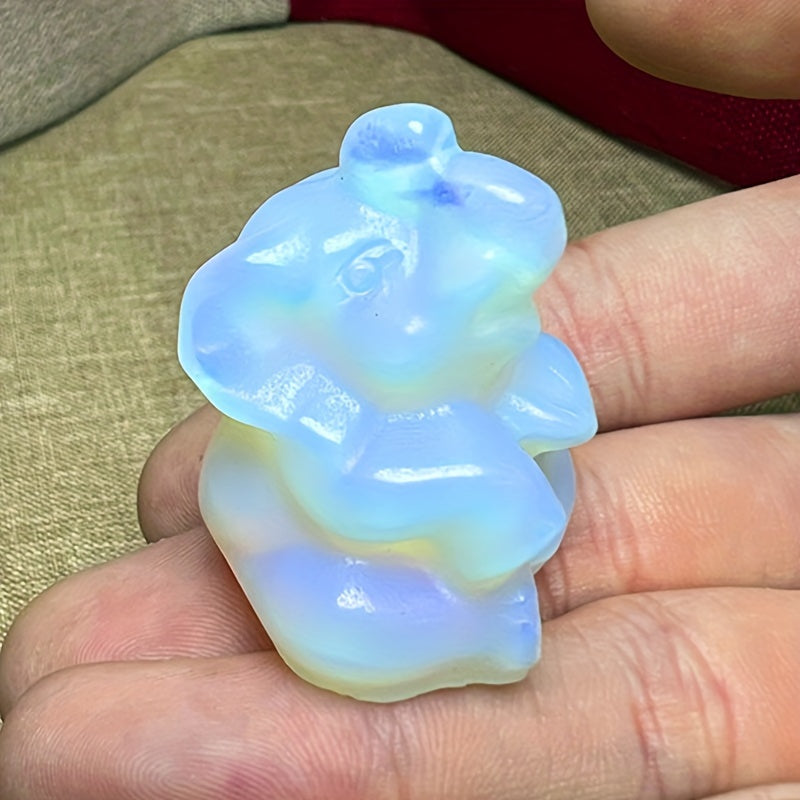 Quartz Crystal Elephant Figurine Decorative Desk Ornament Gift for Elephant Lovers