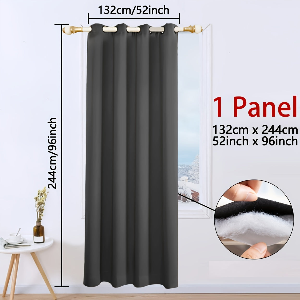 Qorong'i Grommet Qopqog'i 100% Polyester Termal Izolyatsiya uchun Yotoqxona va Mehmonxona