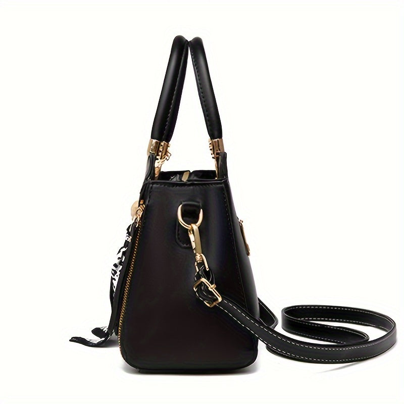 Pola nuqtali to'quv bilan bezatilgan zamonaviy oq xabarchi sumka - Onalar kuni sovg'asi, sozlanadigan kamar, rang o'chmaydigan, polyester astar, bosma yo'q.