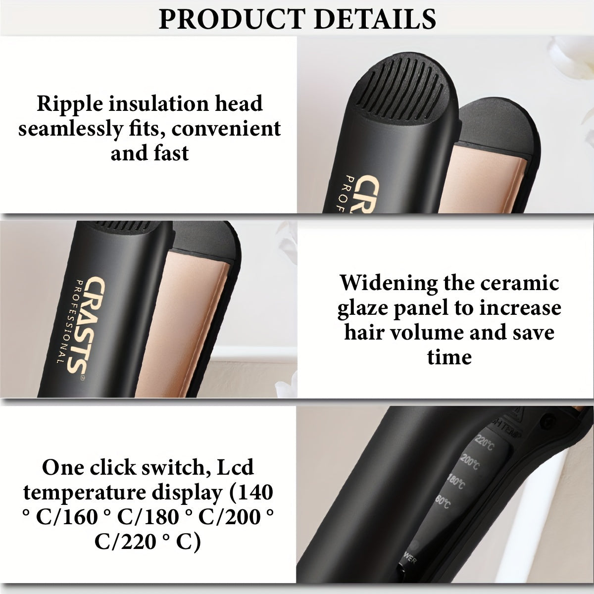 Ceramic Hair Straightener and Curler for Unisex Adults 220V 44W No Battery