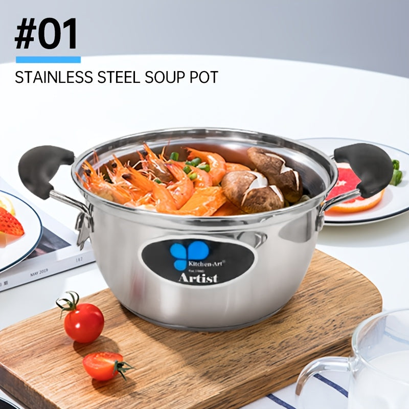 Stainless Steel Cookware Set 3 Pieces Induction Gas Stove Compatible Kitchen