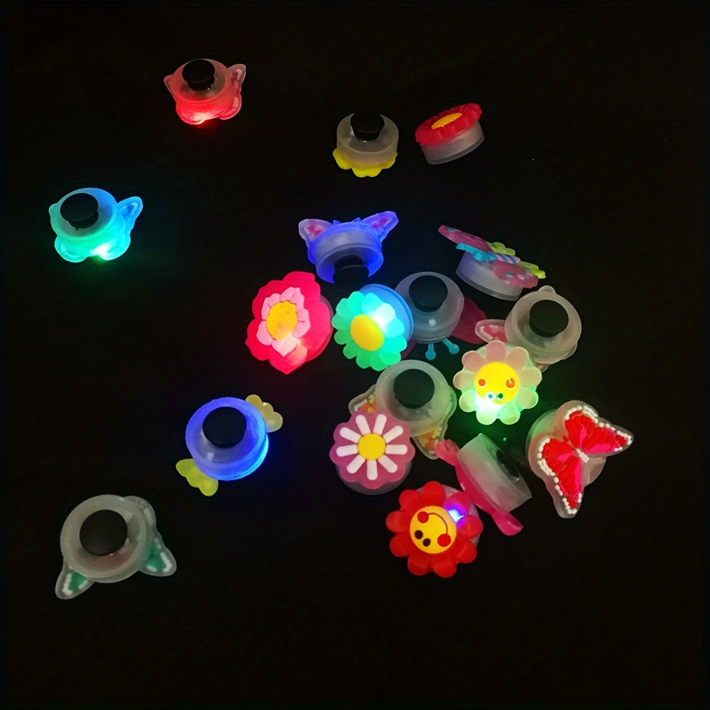 Qizlar va ayollar uchun LED shablamli kapalak va quyosh gul poyafzal bezaklari 2 dona rang-barang yoritgichli charm