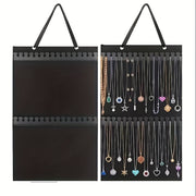 Fabric Double-Sided Jewelry Display Stand Wall Mount Necklace Organizer Storage Bag