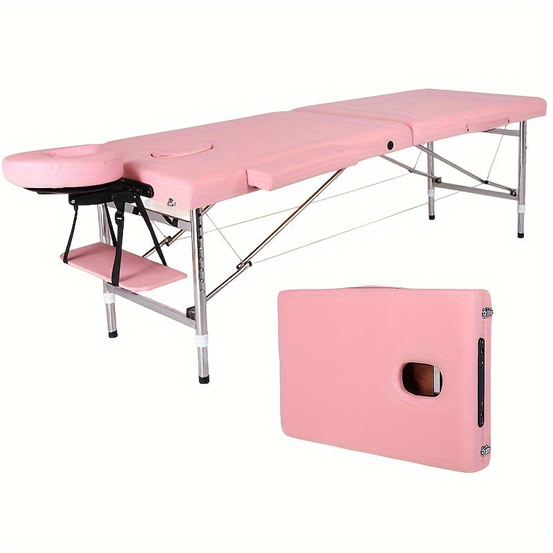 Foldable Adjustable Height Massage Table with Face Pillow for Spa Home Tattoo
