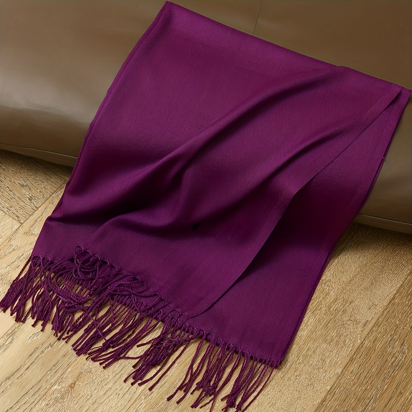 Solid Color Tassel Scarf for Men and Women Soft Fleece Shawl Cozy Windproof Accessory