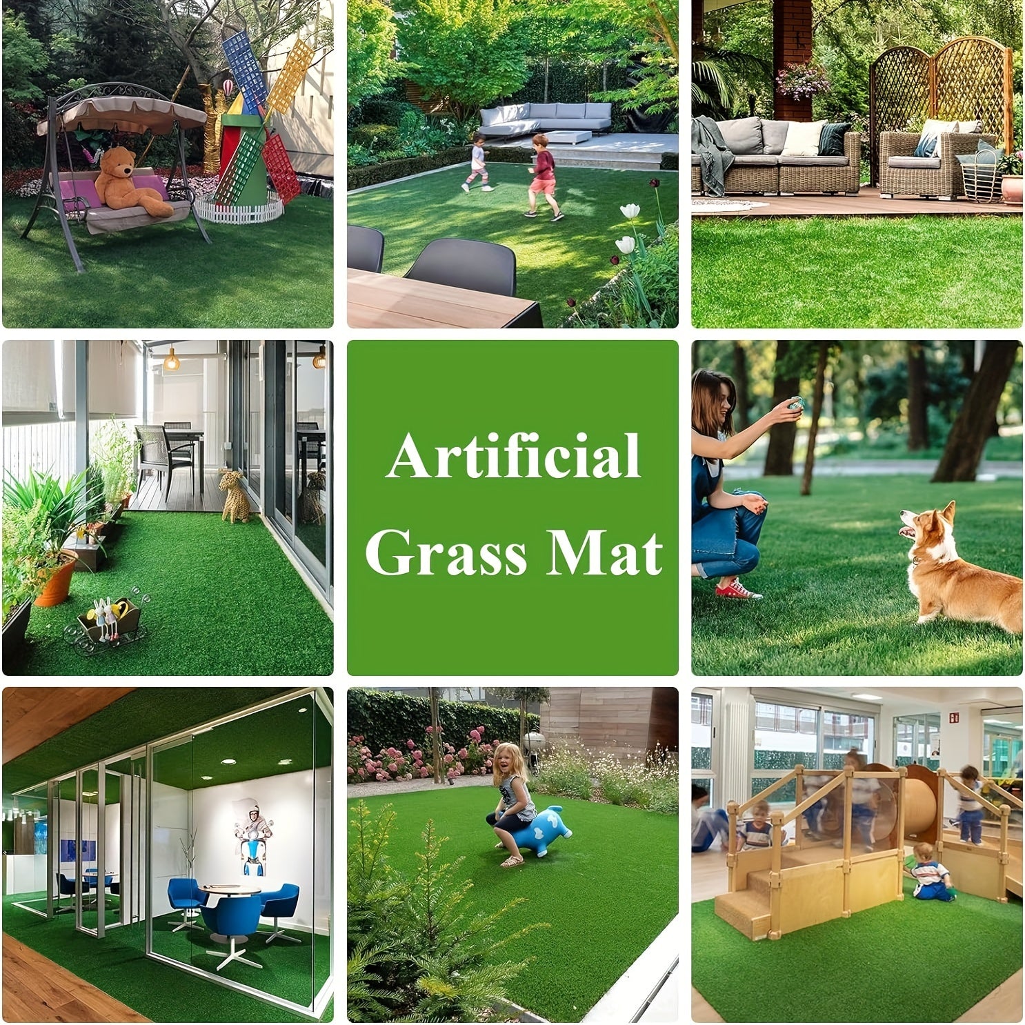 Artificial Grass Turf 10mm Dense Pet-Friendly Indoor Outdoor Green Carpet for Garden Playground