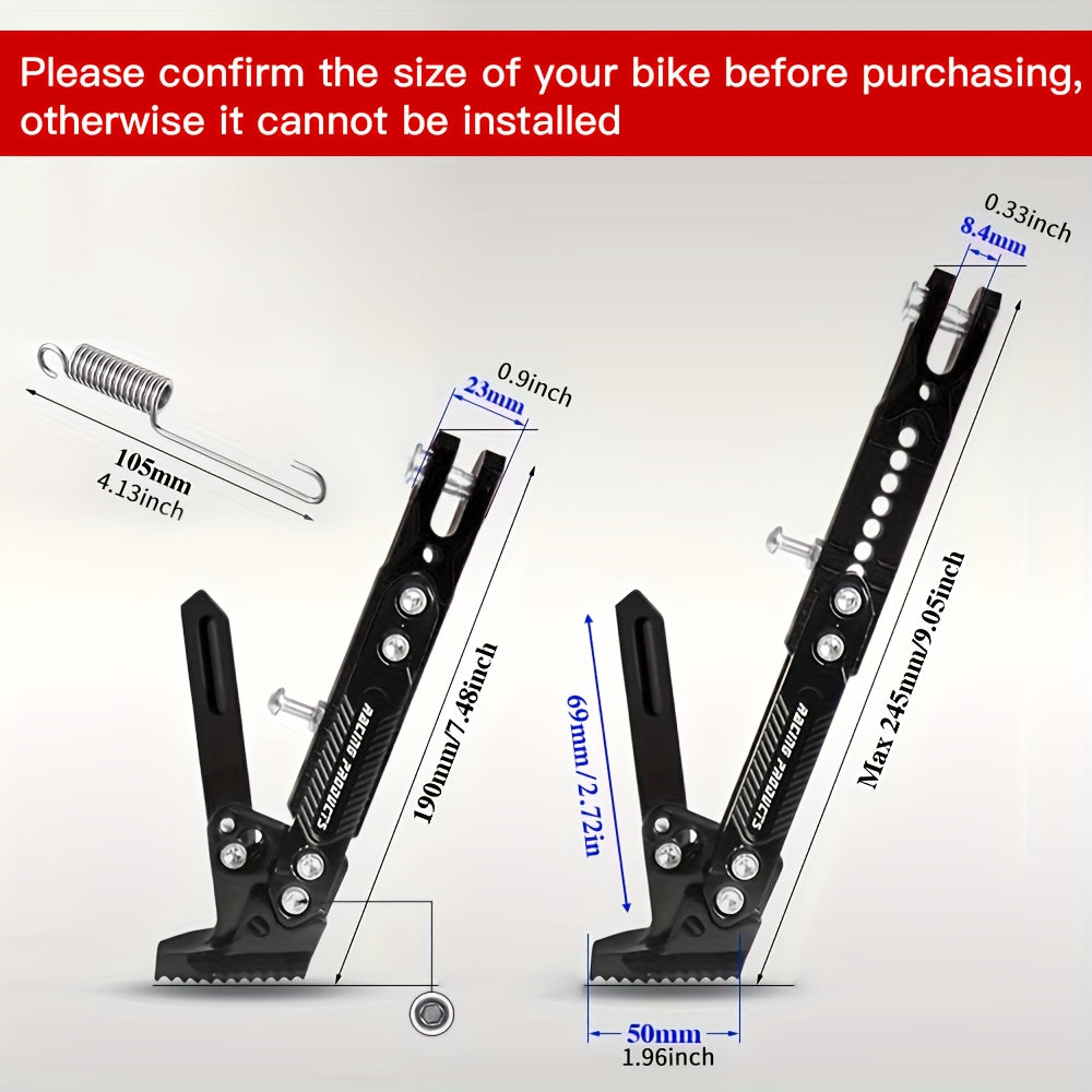 Регулируемый алюминиевый боковой подножка для мотоциклов-скутеров до 150 кг